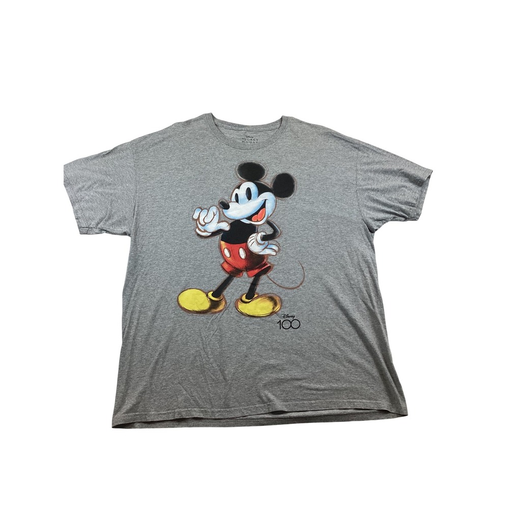 Disney Mickey Mouse 100th Anniversary Graphic T-Shirt Gray Mens XL 46/48